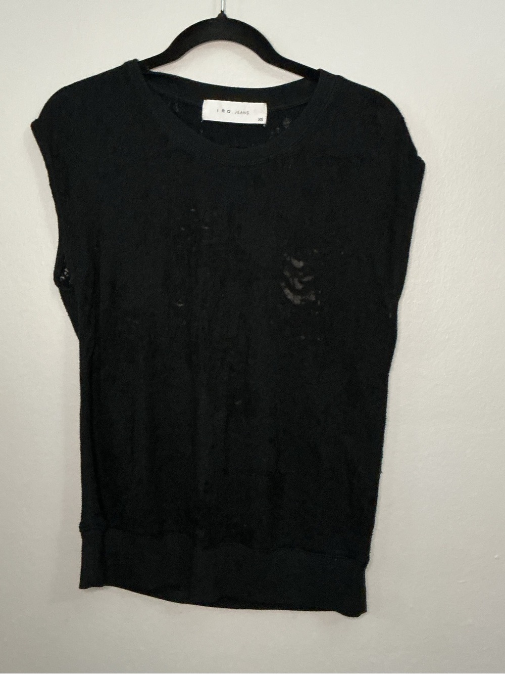 IRO Black Distressed Sleeveless Knit Tank